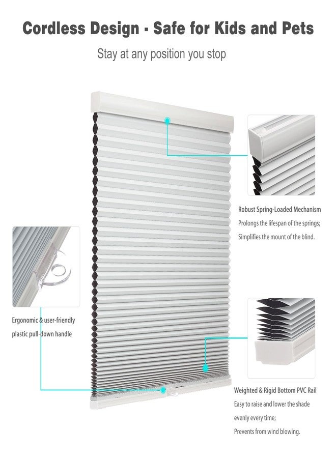 MYshade Blackout Cordless Cellular Shades Honeycomb Shade for Indoor Windows Room Darkening White Blinds for Home Office Pull Down Window Shades Easy to Install 28 inch Wide, H64 Pleated Shade - Image 2